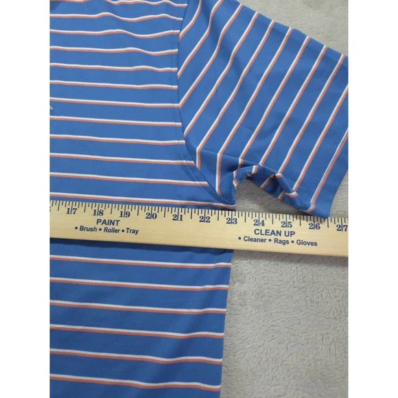 Rhoback Golf Polo Mens Large Striped Blue Short Sleeve - Picture 6 of 6